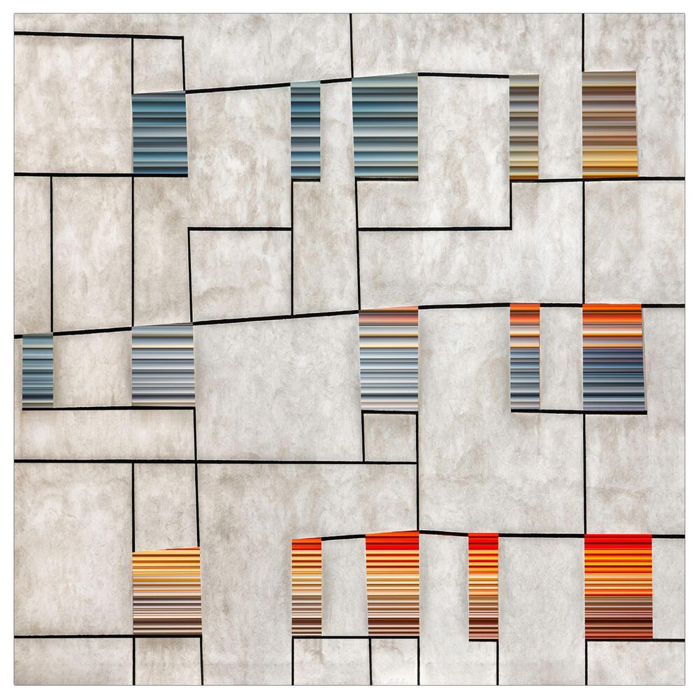 Timberlake Rainbow Shutters 24" x 24" Canvas Art in White/Gray/Blue, , large