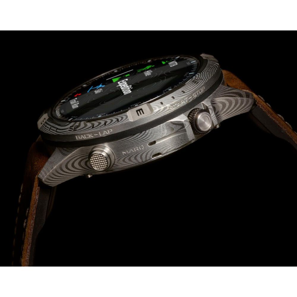 Garmin MARQ Adventurer Edition &#40;Gen 2&#41; Smartwatch 46 mm Damascus Steel Case with Brown Band, , large