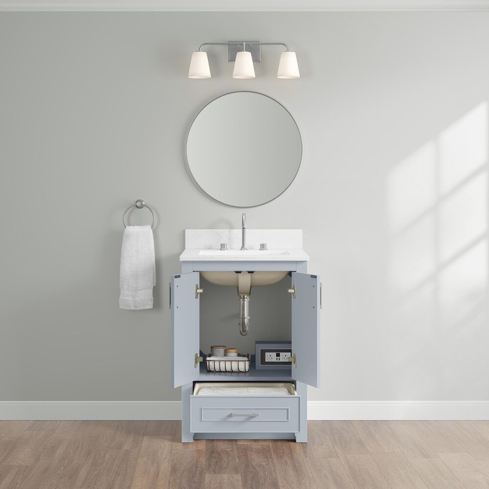 37B Lucerne 24" Single Bathroom Vanity Cabinet in Soft Blue with Marble Top and Backsplash, , large
