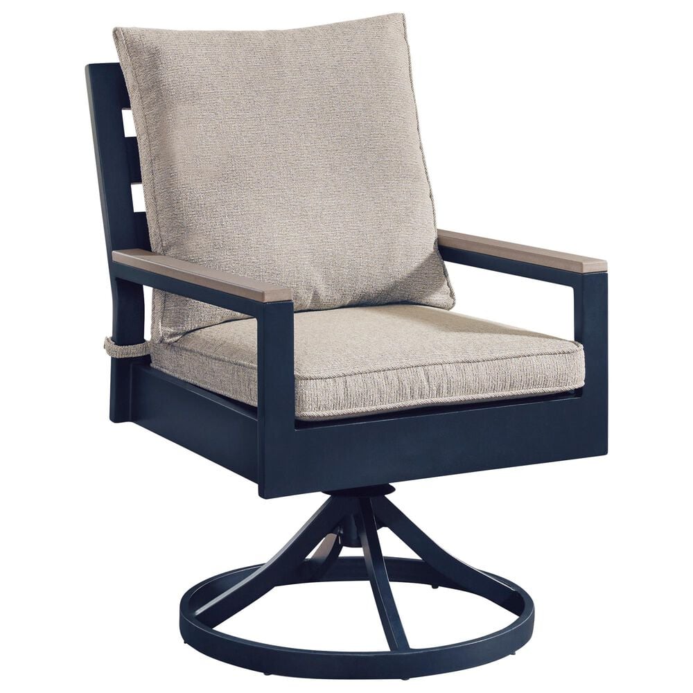 Ashley East Beach 7-Piece Patio Rectangular Dining Set in Navy Blue and Driftwood, , large