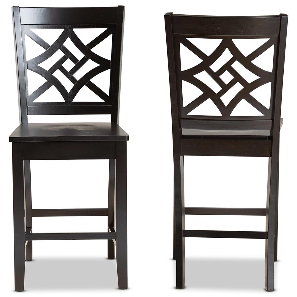 Baxton Studio Nicolette Counter Stool in Dark Brown (Set of 2), , large