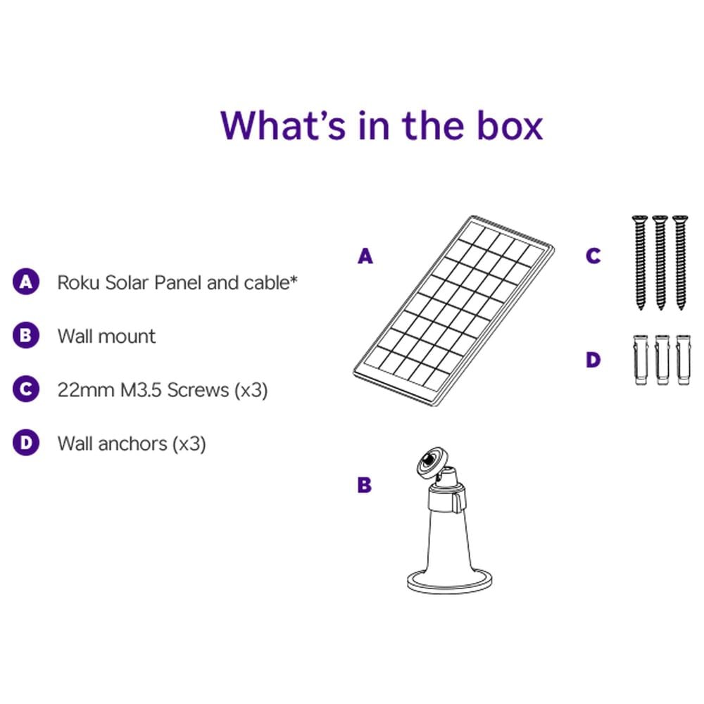 Roku Solar Panel USB-C for Battery Camera and Battery Plus Only in White, , large