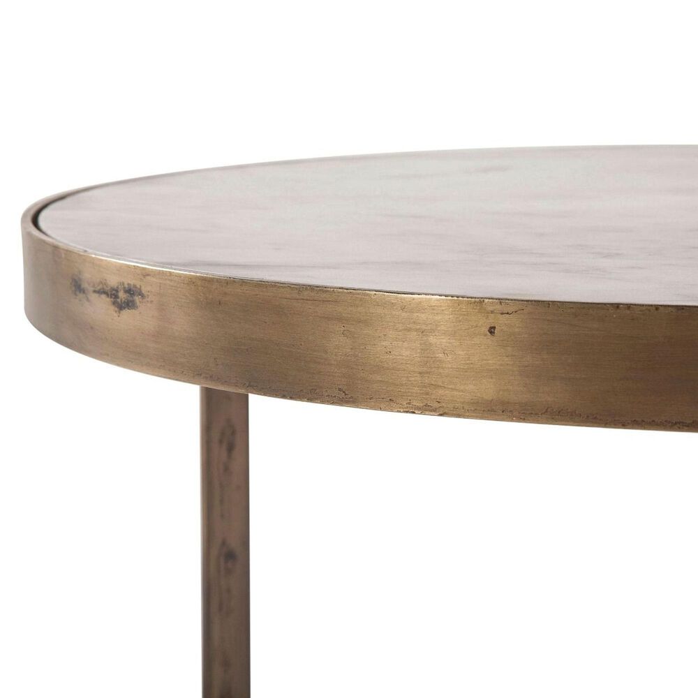 Home Trends &amp; Design Michaelangelo Side Table in White and Antique Bronze &#40;Set of 2&#41;, , large