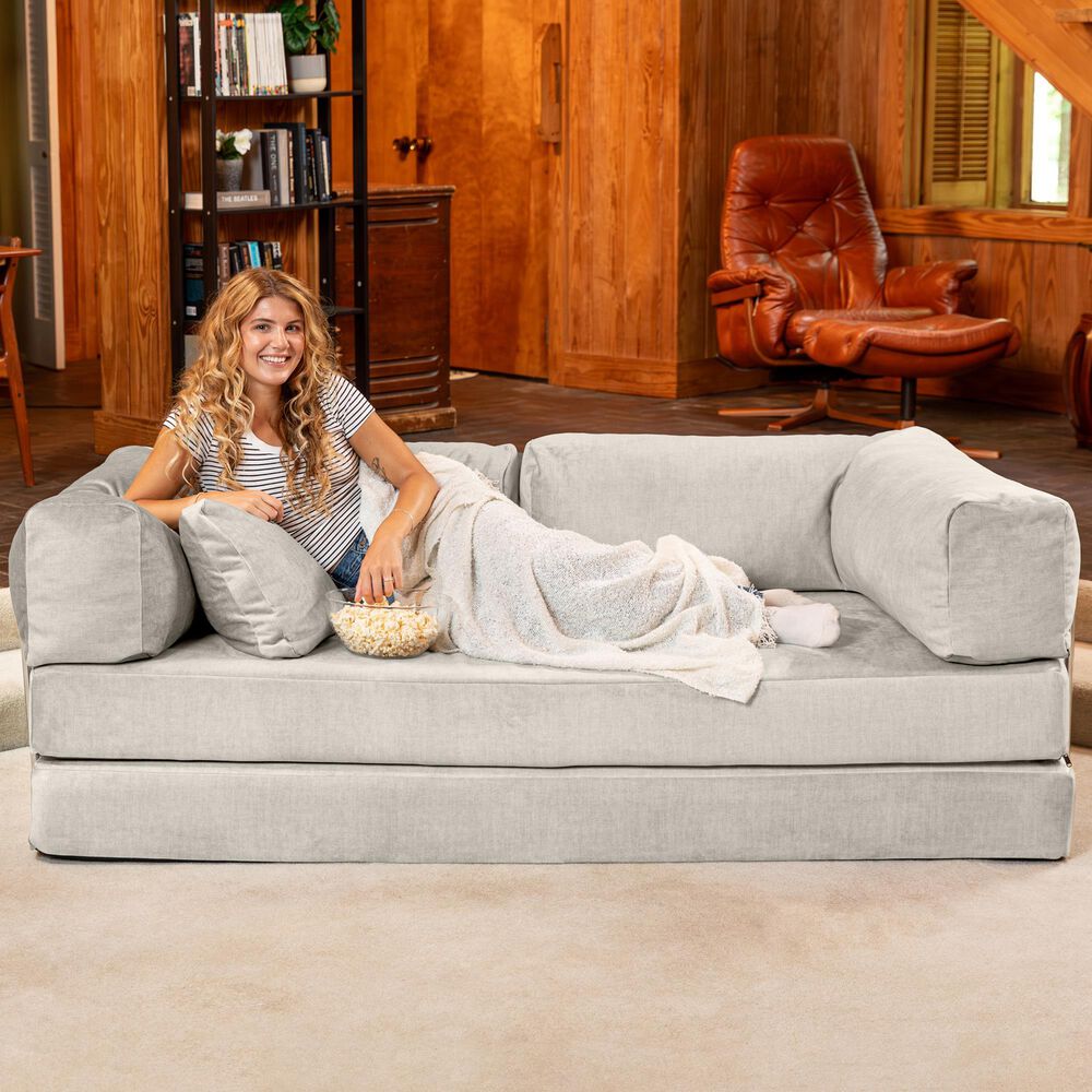 Jaxx Unsofa Stationary Loveseat in Ivory Velvet, , large