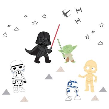 Lambs and Ivy Star Wars Classic 25" x 51" Classic Wall Decals in Gray, Green, White and Black, , large