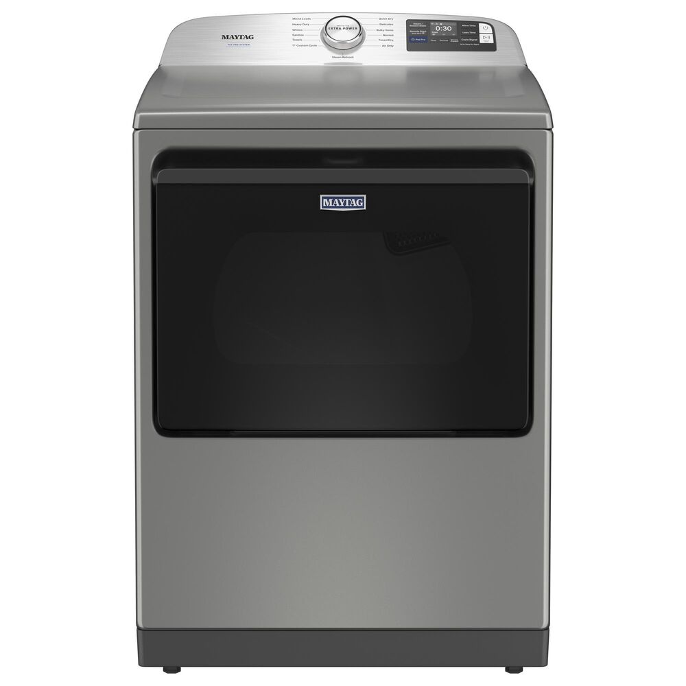 Maytag 5.2 Cu. Ft. Smart Pet Pro Top Load Agitator Washer and 7.4 Cu. Ft. Smart Gas Top Load Dryer Laundry Pair in Classic Silver, , large