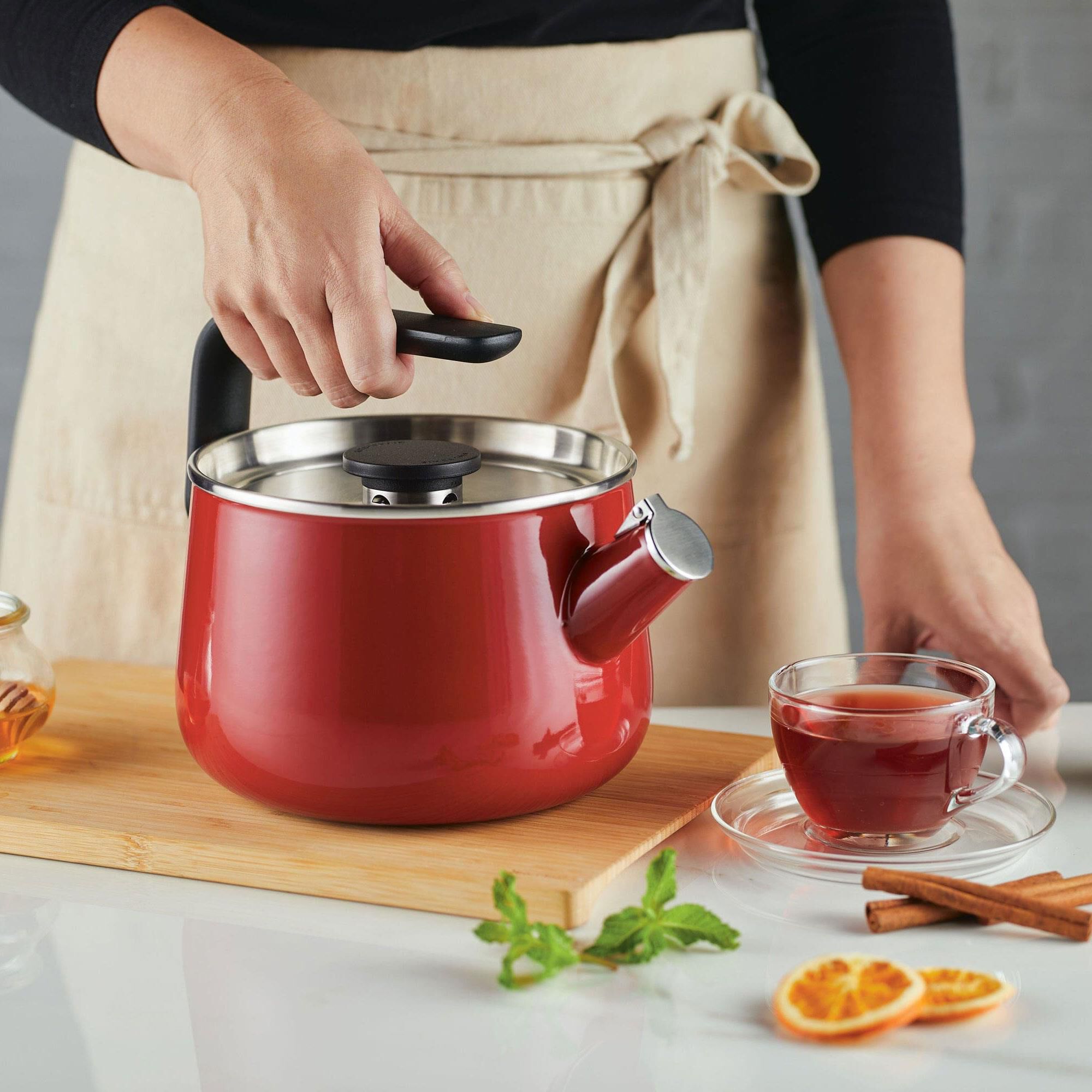 Red kitchenaid tea kettle on sale