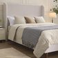 Hearth and Haven Hayden Queen Panel Bed with Ivory Upholstery in Walnut, , large