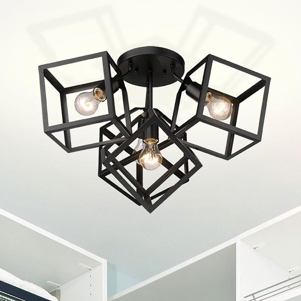 Golden Lighting Cassio 4-Light Semi-Flush in Matte Black, , large