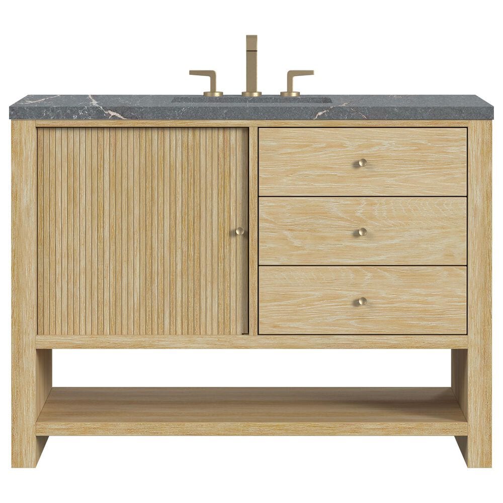 James Martin Vanities Marigot Single 48&quot; Single Vanity in Sun-washed Oak with 3 cm Parisien Bleu Quartz Top, , large