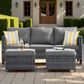 HOMLUX 3-Piece Modular Outdoor Sofa Set with Two Ottomans in Dark Gray, , large