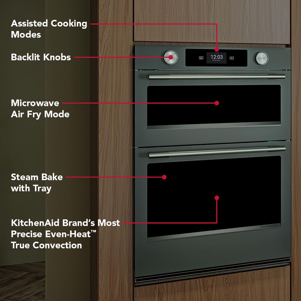 KitchenAid 2-Piece Kitchen Package with Juniper 30" Smart Combination Wall Oven and Stainless Steel 30" Gas Cooktop, , large