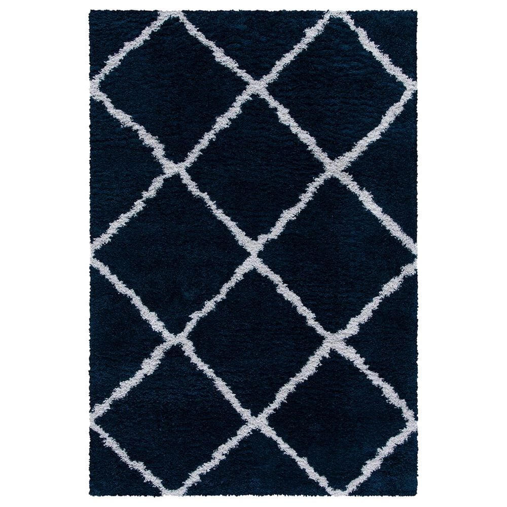 Safavieh August Shag 4"5" x 6"5" Navy and Ivory Area Rug, , large