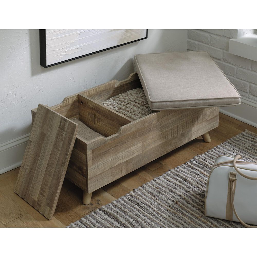 Ashley Gerdanet Storage Bench in Light Brown, , large