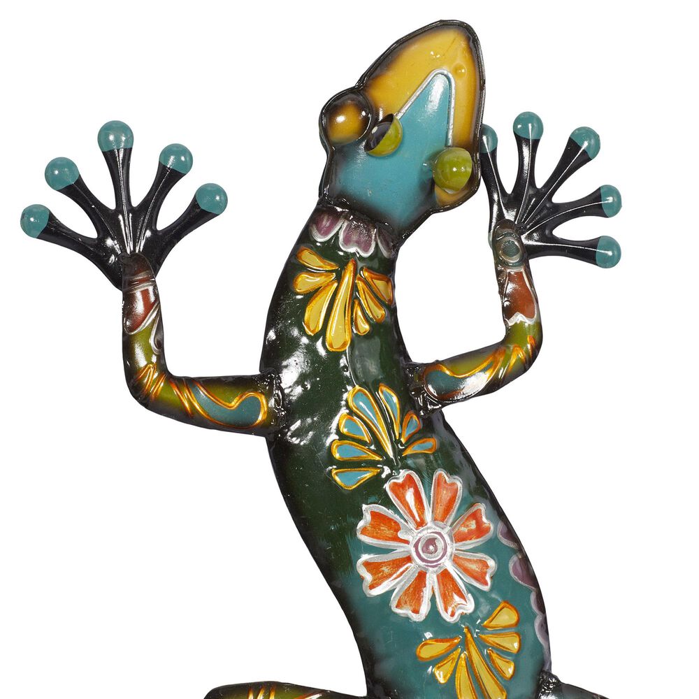 Maple and Jade 32&quot; x 15&quot; Lizard Outdoor Wall Decor in Yellow, Green and Blue, , large