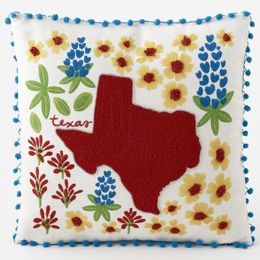 One Hundred 80 Degrees 18" x 18" Texas in Bloom Throw Pillow in White, , large