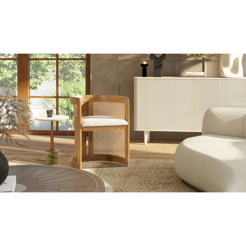 Jennifer Taylor Home Lilith Arm Chair with White Pepper Cushion in Natural, , large