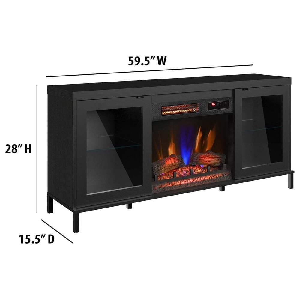Classic Flame 56" TV Stand with Electric Fireplace in Black, , large