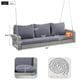 Hearth and Haven Go Outdoor 3-Seater PE Rattan Wicker Porch Swing Bench in Gray, , large