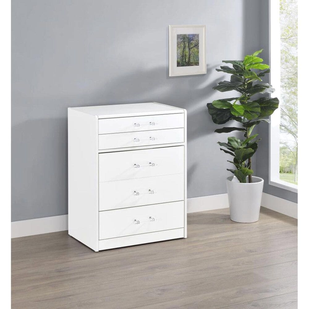 Pacific Landing Danbury 3-Drawer Makeup Vanity Set in White High Gloss, , large