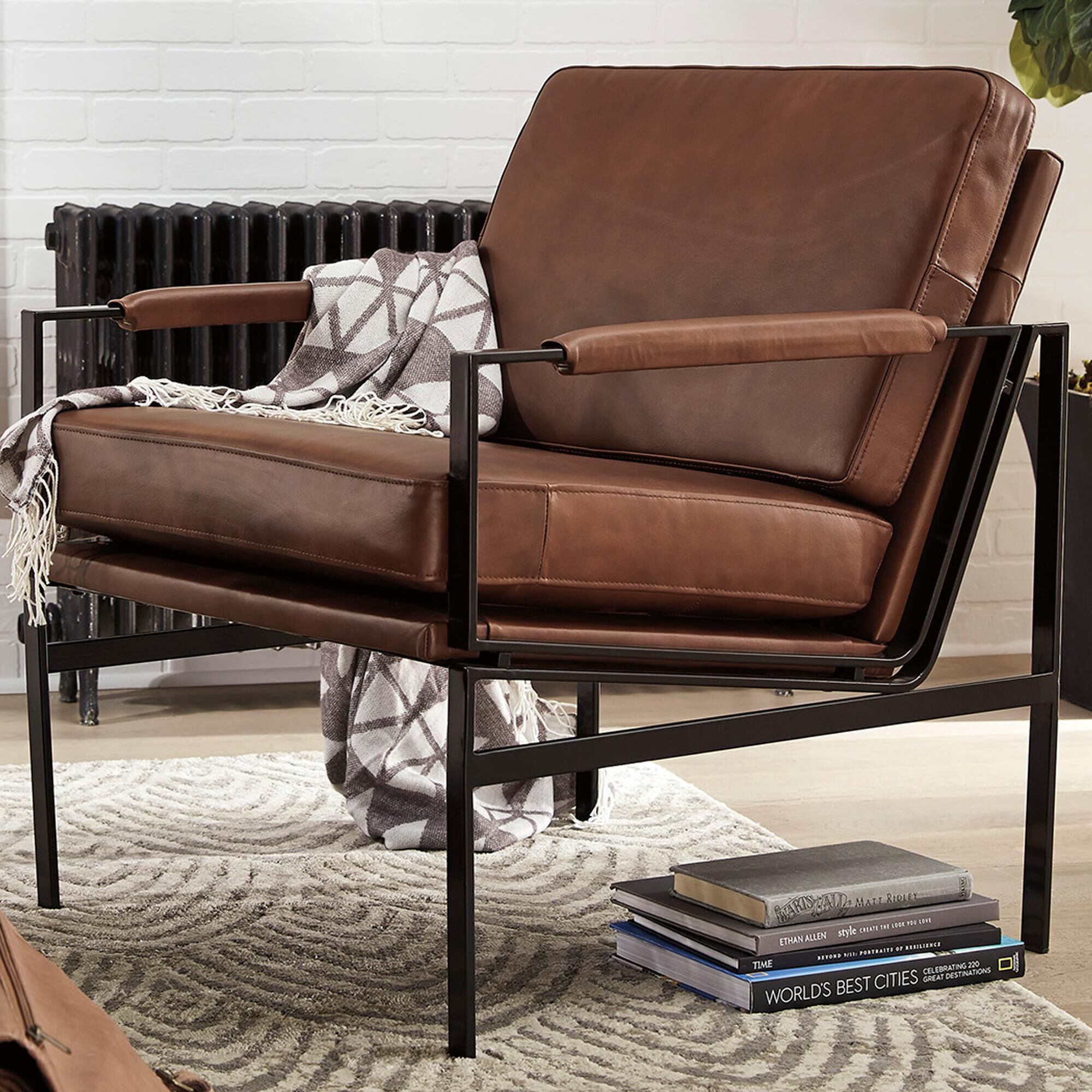 Signature Design by Ashley Puckman Leather Accent Chair in Brown NFM