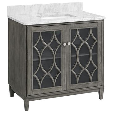 Greentouch Kathy Ireland Home Southport 36" Single Bathroom Vanity in Cashmere with 1" Natural Carrara Marble Top and Undermount Rectangular Sink, , large