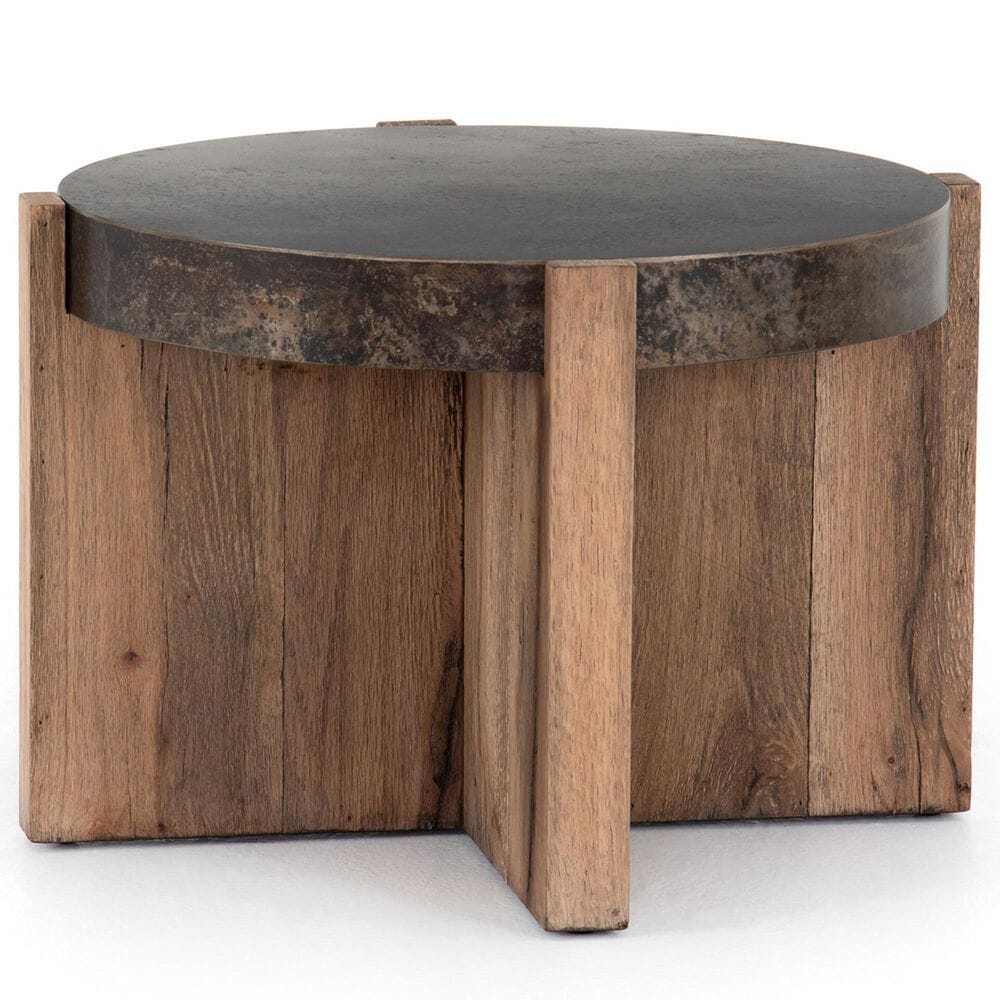 Four Hands Bingham End Table in Rustic Oak and Distressed Iron, , large