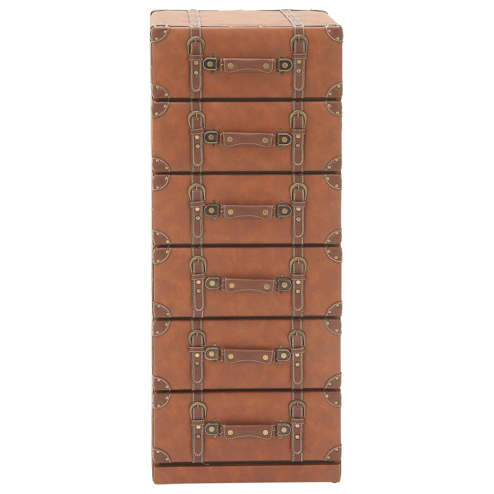 Maple and Jade 6-Drawer Room Chest with Buckle and Strap Details in Brown, , large