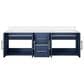 Lexora Home Geneva 60" Double Bathroom Vanity in Navy Blue with 2 cm White Cultured Marble Top and Rectangular Sinks, , large