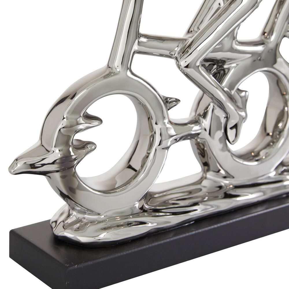 Maple and Jade Dual Rider Bicycle Sculpture in Silver and Black, , large