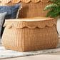 Baxton Studio Ayleen Small Basket with Scalloped Lid in Light Honey, , large