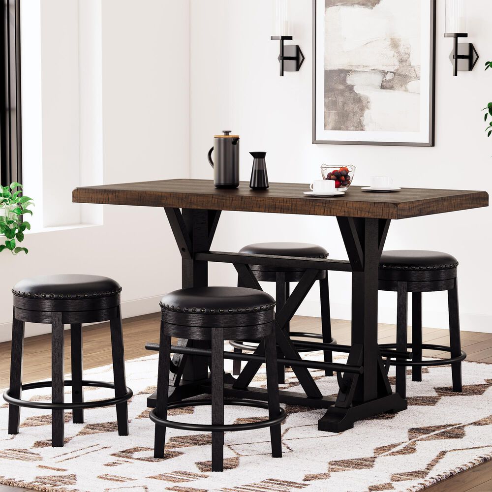 Ashley Valebeck Counter Height Table in Black and Brown - Table Only, , large