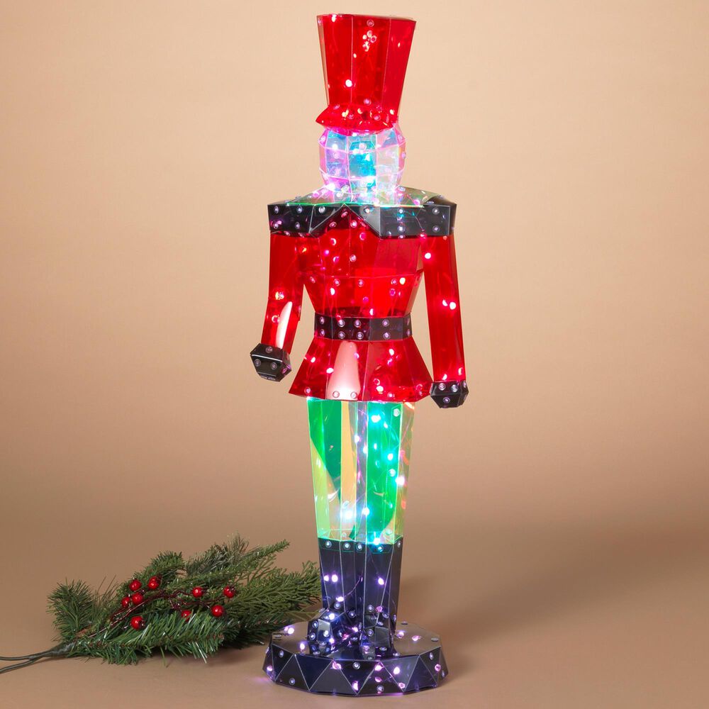 The Gerson Company USB Electric RGB Lighted Holographic Holiday Toy Soldier in Multicolor, , large
