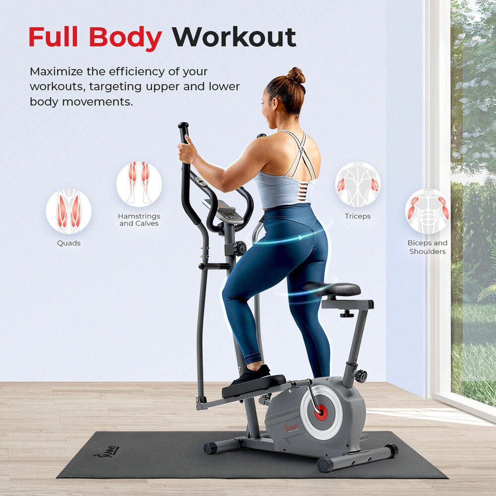 Sunny Health &amp; Fitness Smart Compact Sit and Stand Elliptical in Gray, , large