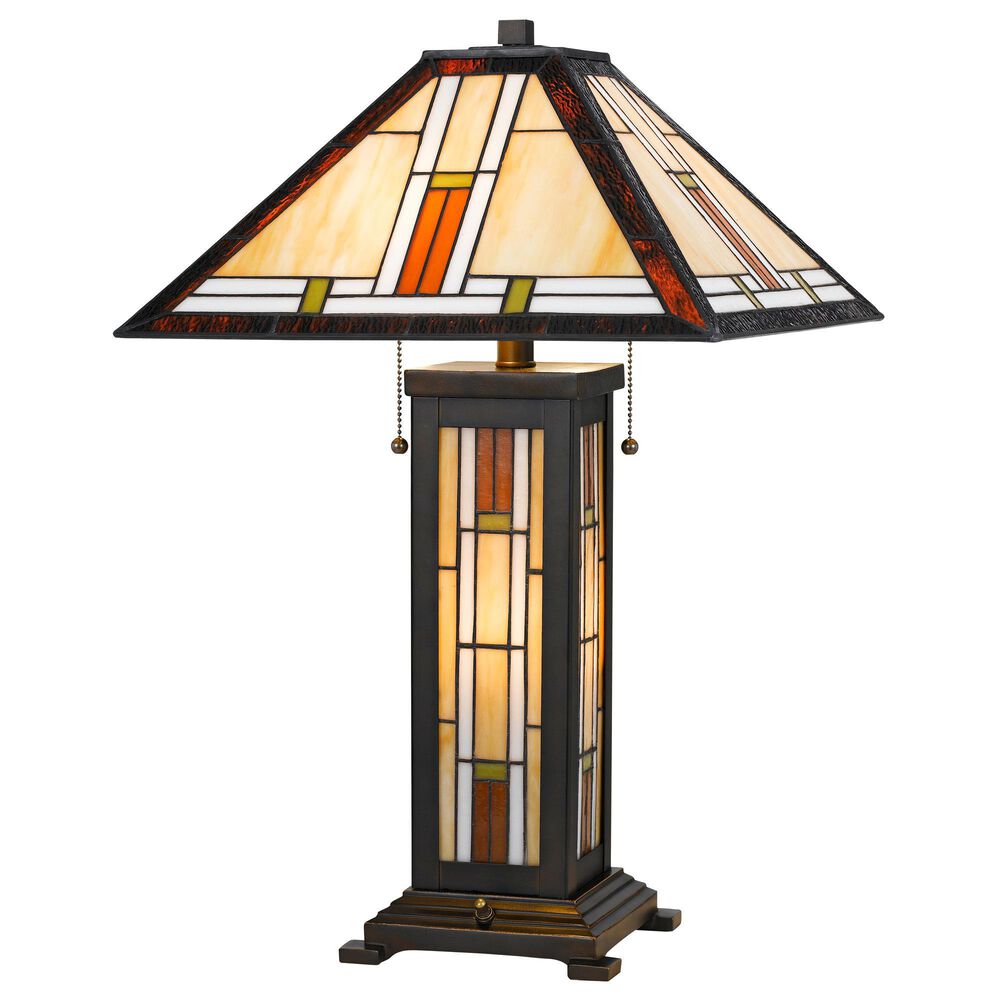 Cal Lighting Tiffany Table Lamp with 7W Night Light in Bronze, , large