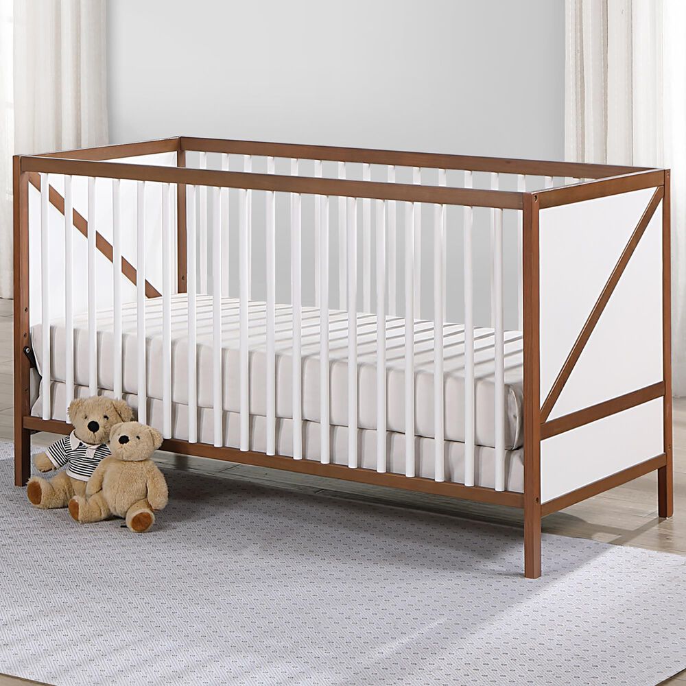 Hearth and Haven Pixie Zen 3-In-1 Convertible Crib in Walnut and White, , large
