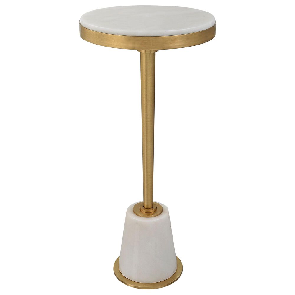 Uttermost Edifice 12" Drink Table in White and Brushed Brass Shop NFM