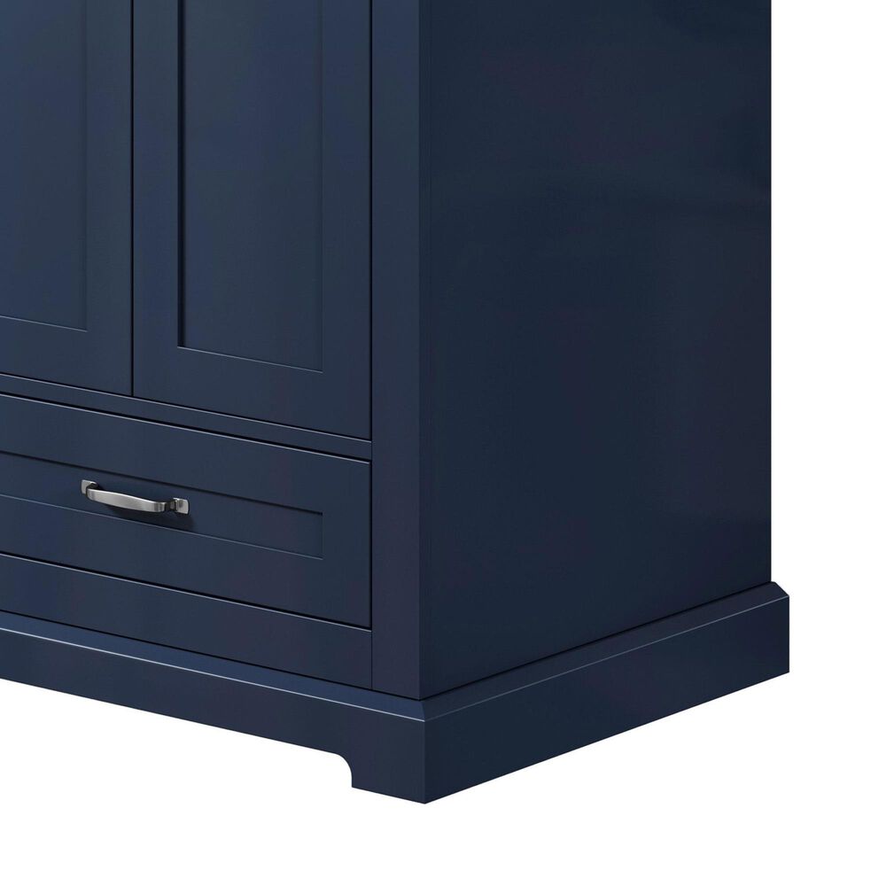 Lexora Home Dukes 60&quot; Double Bathroom Vanity in Navy Blue with 2 cm White Carrara Marble Top and Rectangular Sinks, , large