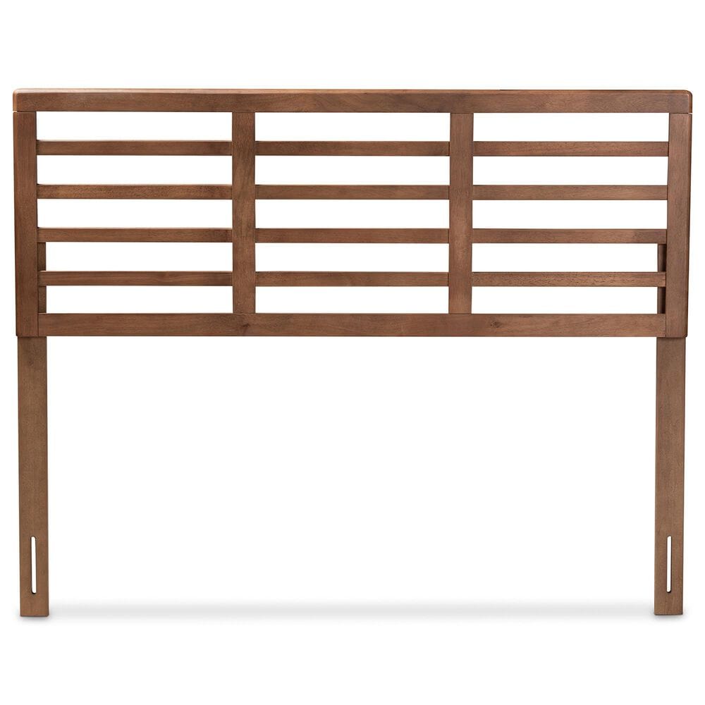 Baxton Studio Salome Queen Slat Headboard in Walnut Brown, , large