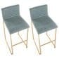Lumisource Mason Mara Barstool with Green Cushion in Gold and Walnut (Set of 2), , large