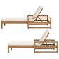 HOMLUX Adjustable Outdoor Chaise Lounge with Armrests and Light Teak Frame in Beige (Set of 2), , large