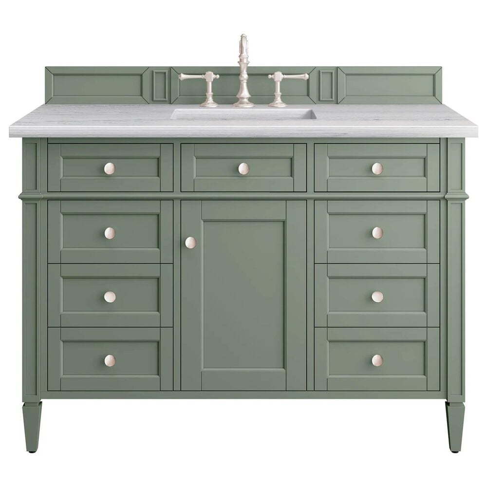 James Martin Vanities Brittany 48" Single Bathroom Vanity in Smokey Celadon with 3 cm Arctic Fall Solid Surface Top and Rectangular Sink, , large