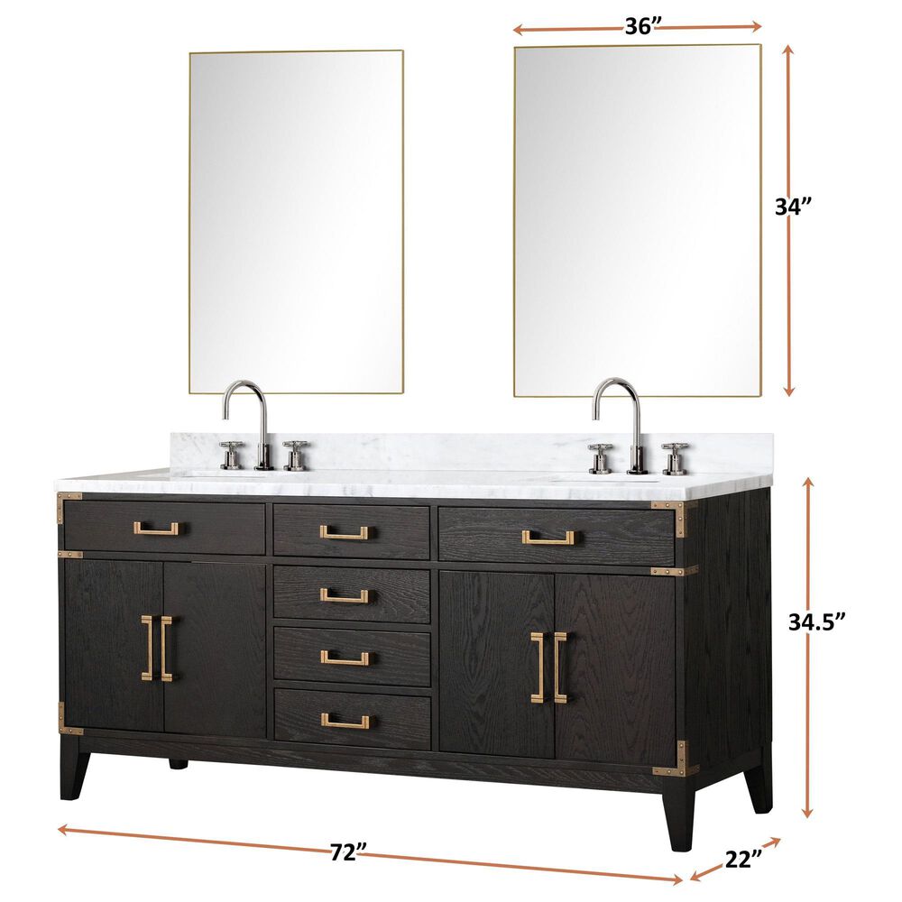 Lexora Home Laurel 72&quot; Double Bathroom Vanity in White Oak with White Quartz Top and Rectangular Sinks, , large