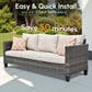 HOMLUX 3-Piece 77" Patio Sofa and Ottoman Set in Beige, , large