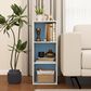 HOMLUX 3-Tier Bookcase with Decorative Open Shelves in White and Light Blue, , large