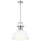 Golden Lighting Duncan 1-Light Pendant with Rod and Matte White Shade in Chrome, , large