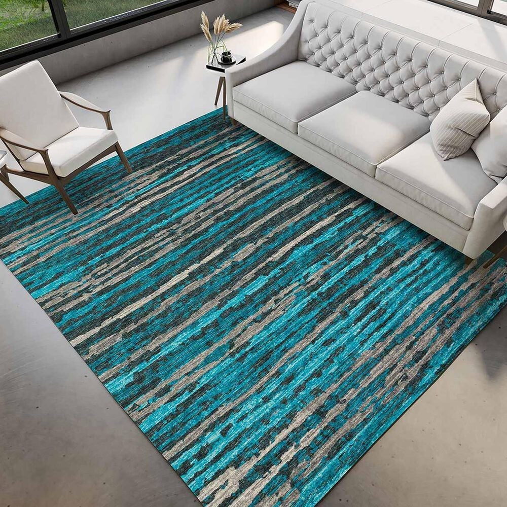 Dalyn Rug Company Brisbane Striped 5&#39; x 7&#39;6&quot; Teal Area Rug, , large
