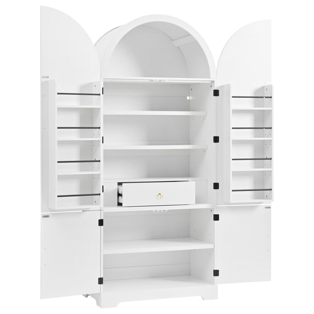 HOMLUX 72" Tall Arched Kitchen Pantry Cabinet in White, , large