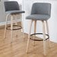 LumiSource Toriano Swivel Bar Stool with Grey Fabric Upholstery in Whitewashed and Black (Set of 2), , large