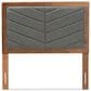 Baxton Studio Iden Twin Upholstered Headboard with Dark Grey Fabric in Walnut Brown, , large